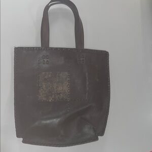 Novica handmade leather Black large Tote Bag like new/ one size